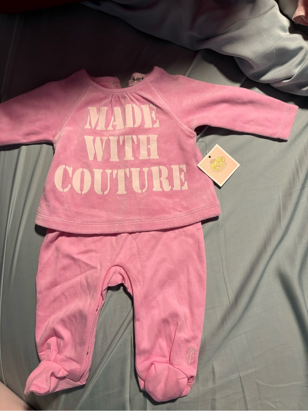 Juicy Couture Pink "Made With Couture" Baby Pajama Set